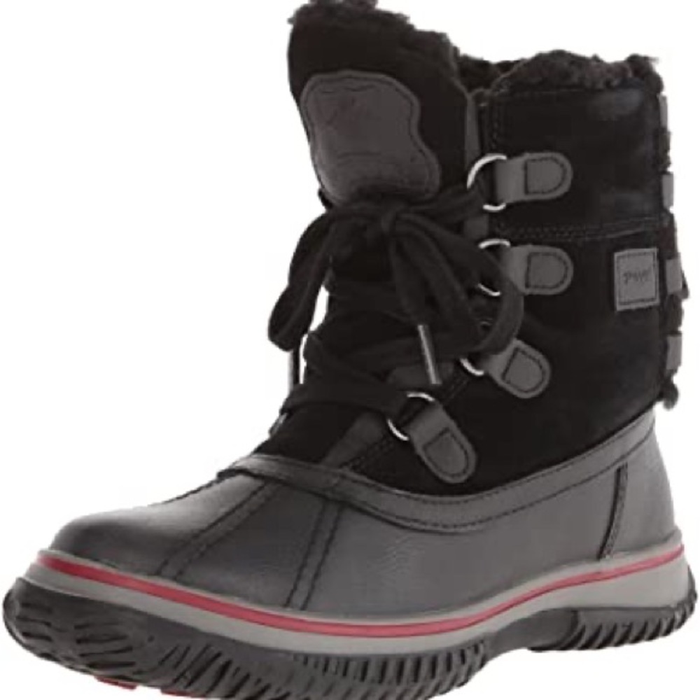 PAJAR ICELAND - WATERPROOF BLACK/GREY LEATHER/SUEDE SHORT PILE-LINED WINTER BOOT